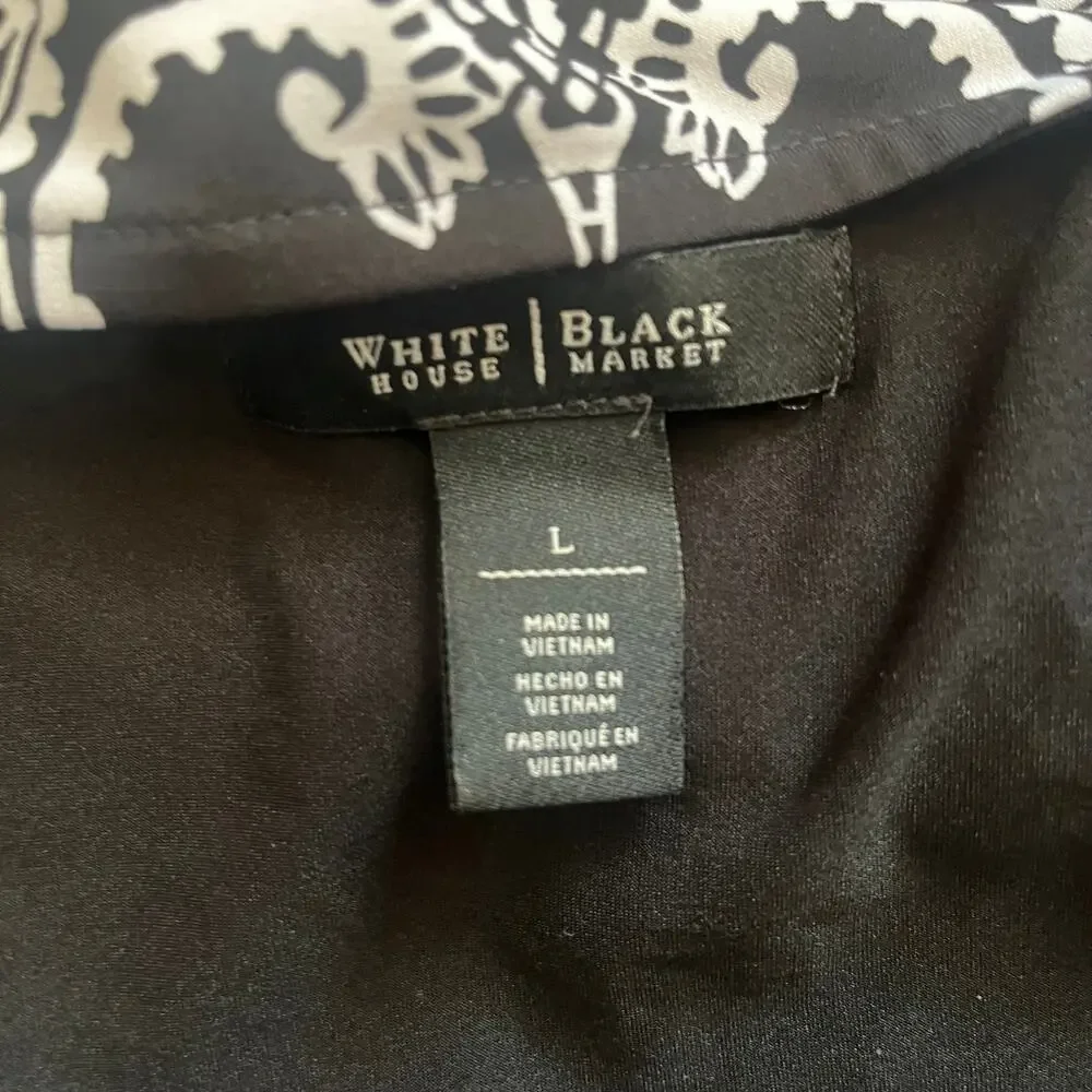 White House Black Market Dress Womens Large Black White Sleeveless Shift A-Line - Picture 6 of 11